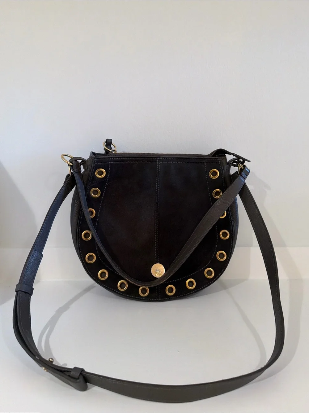 See By Chloe Suede Hobo Bag with Gold Grommets